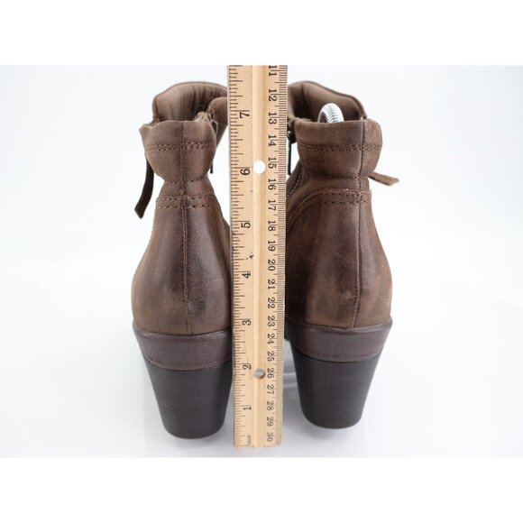 Earth Cardinal Ankle Boot Women's Size 10 Stone Brown Leather Wedge Bootie - Picture 7 of 13